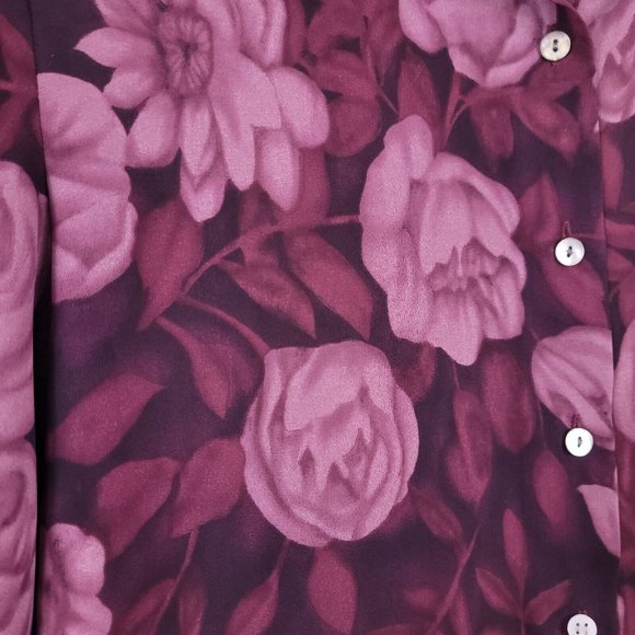 Amanda Smith Petites - Long Sleeve Button-Down Pink Rose Blouse Size PM - Picture 3 of 6